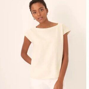 NWT 🌹 Linen Blend Boatneck Shirttail Top Size XS